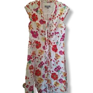 Merona Size 4 100% Cotton Floral 38" Long Cap Sleeve Dress